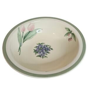 Vtg Pfaltzgraff Stoneware Garden Party Lg Bowl Garden Impressions 3.5" X 11"